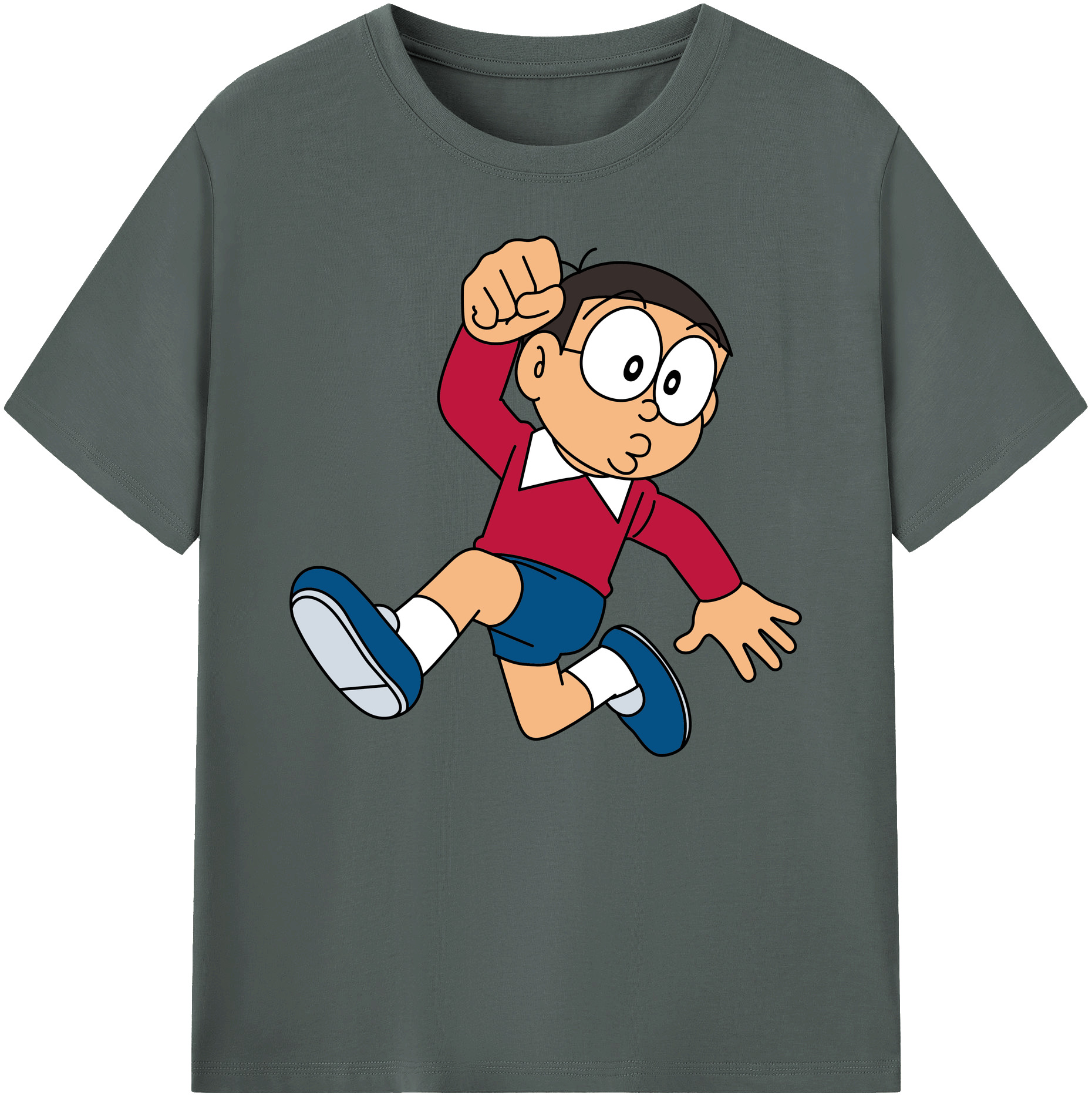 （画像用） ドラえもん 野比 のび太 Doraemon Nobita Nobi 綿100％ メンズ半袖Tシャツ｜肌触りやわらか＆通気性